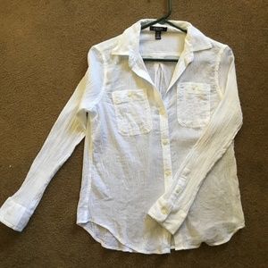 Worn once, sheer white crinkle blouse. Content tag missing, cotton